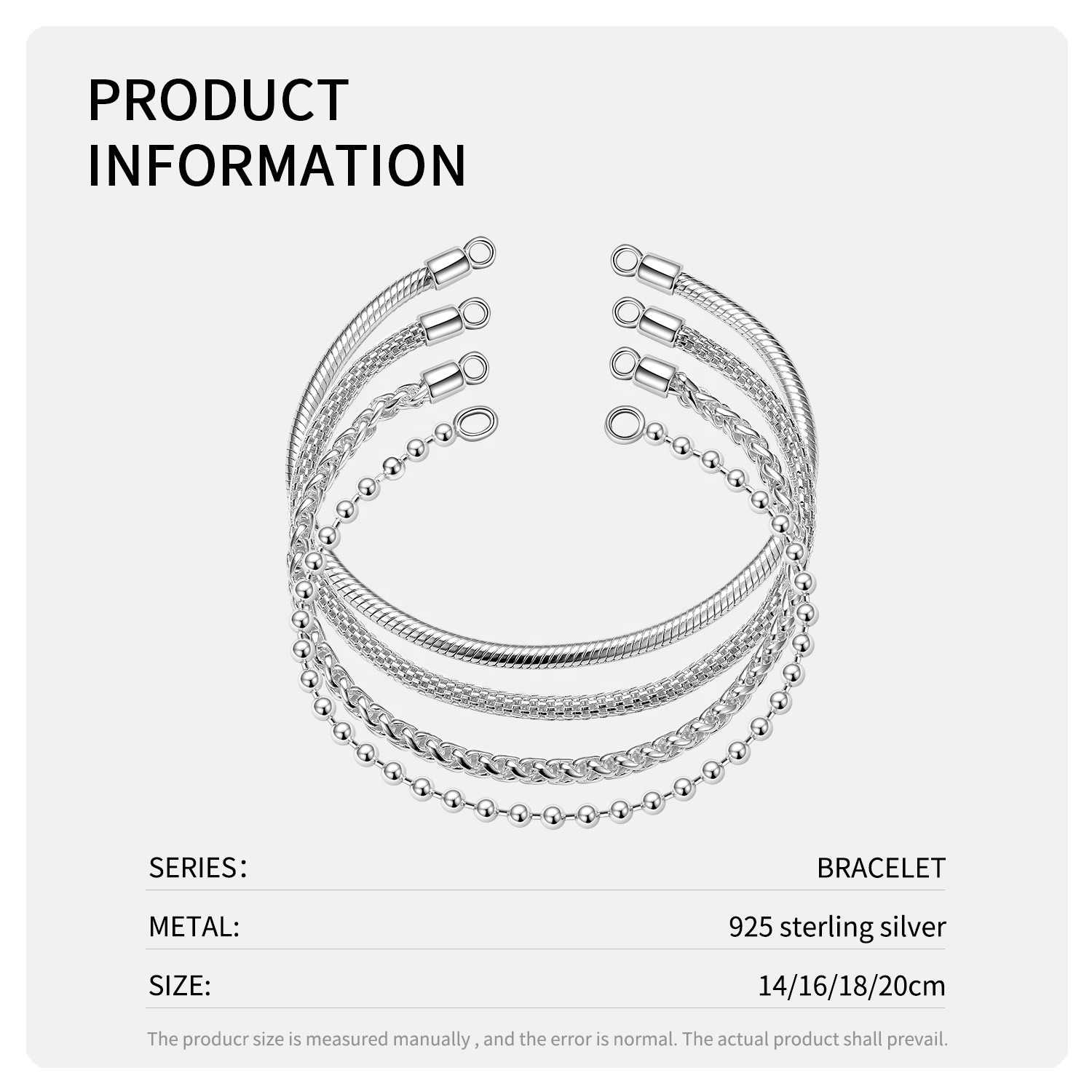 925 Sterling Silver Cute Bear Flower Lobster Clasp Authentic Charm Pendant Snake Chain Bracelet for Women - Image 5