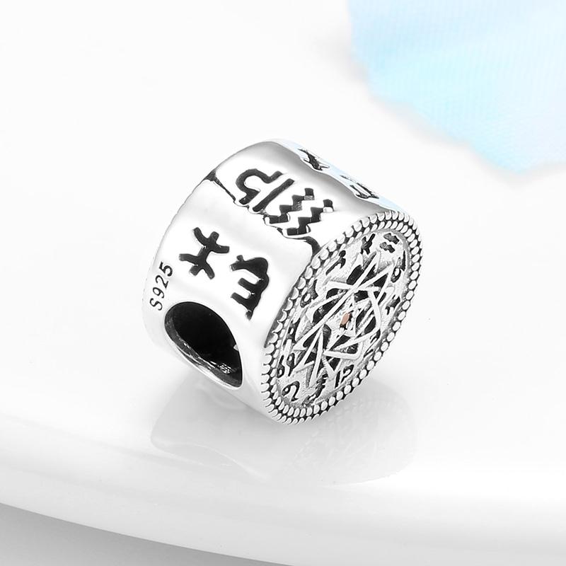 925 Sterling Silver 12 Stars Aquarius of Wisdom Enamel Blue Bead Charms for Bracelets - Image 6