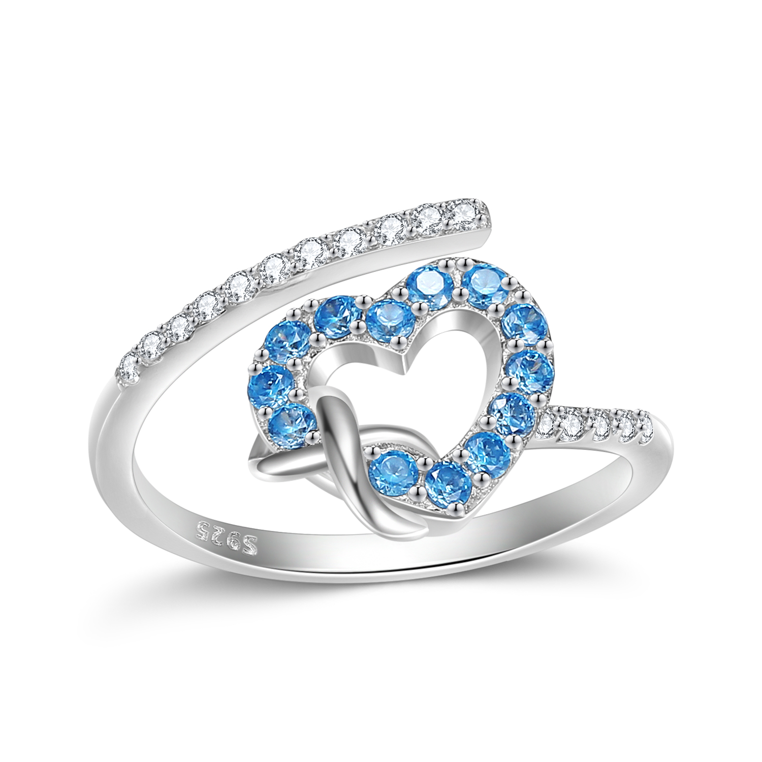 925 Sterling Silver Zircon Infinite Love Heart Rings
