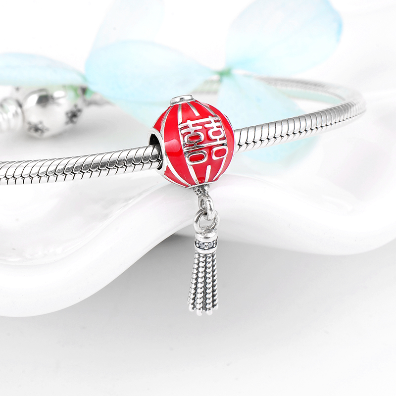 925 Sterling Silver Enamel Red Coin Purse Round Shape Beads Woman - Image 2