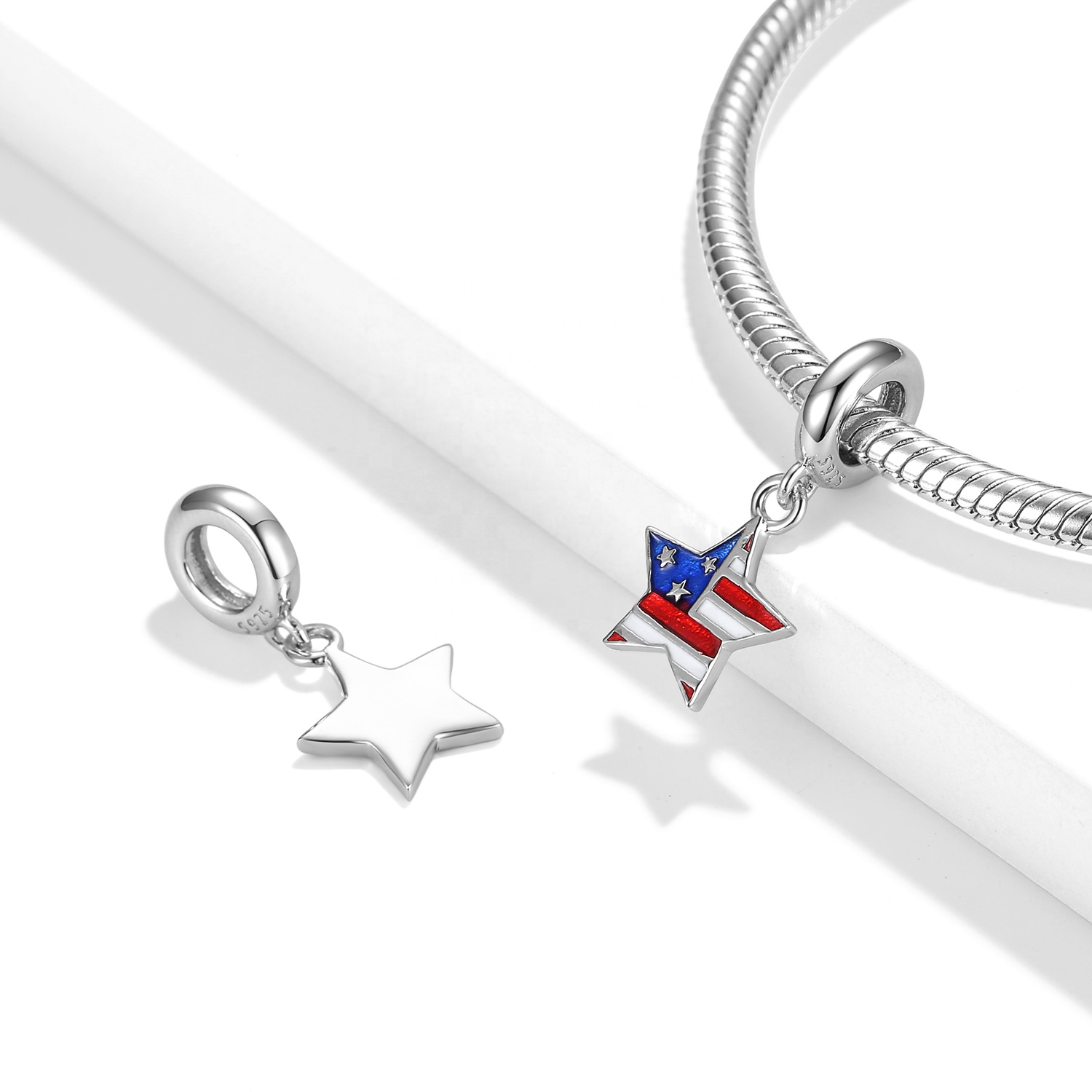 925 Sterling Silver American Pride Women Charm for Bracelets - Image 2