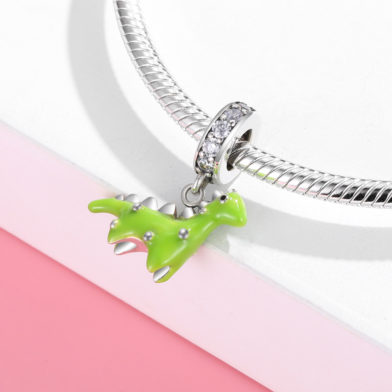 925 Sterling Silver Elegant Flamingo Enamel pink with clear zircon fine Pendant Charms for Bracelets Jewelry. - Image 3