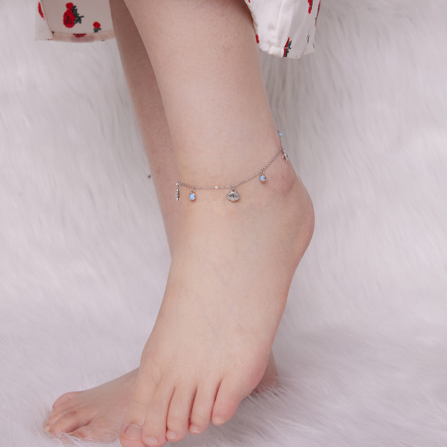 925 Sterling Silver Anklets Summer Ocean Anklets Opal Anklets For Women - Image 6