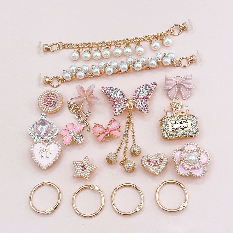 Bowknot Butterfly Pearl Alloy Metal Bling Luxury Designer Shoe Charms for Crocs - Image 4