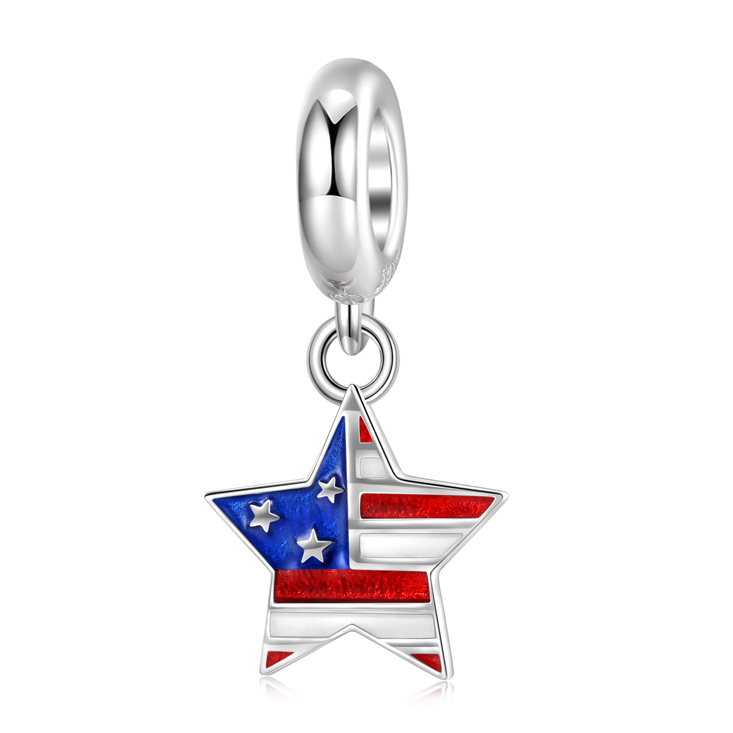 925 Sterling Silver American Pride Women Charm for Bracelets
