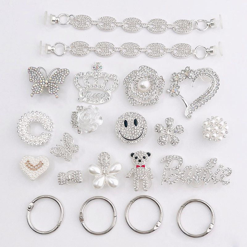 Bowknot Butterfly Pearl Alloy Metal Bling Luxury Designer Shoe Charms for Crocs - Image 3