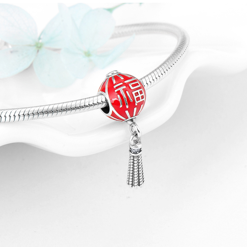 925 Sterling Silver Enamel Red Coin Purse Round Shape Beads Woman - Image 3