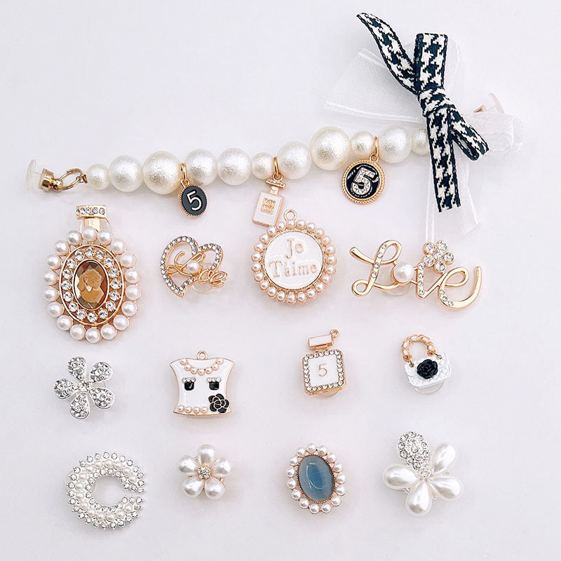 Bowknot Butterfly Pearl Alloy Metal Bling Luxury Designer Shoe Charms for Crocs - Image 5