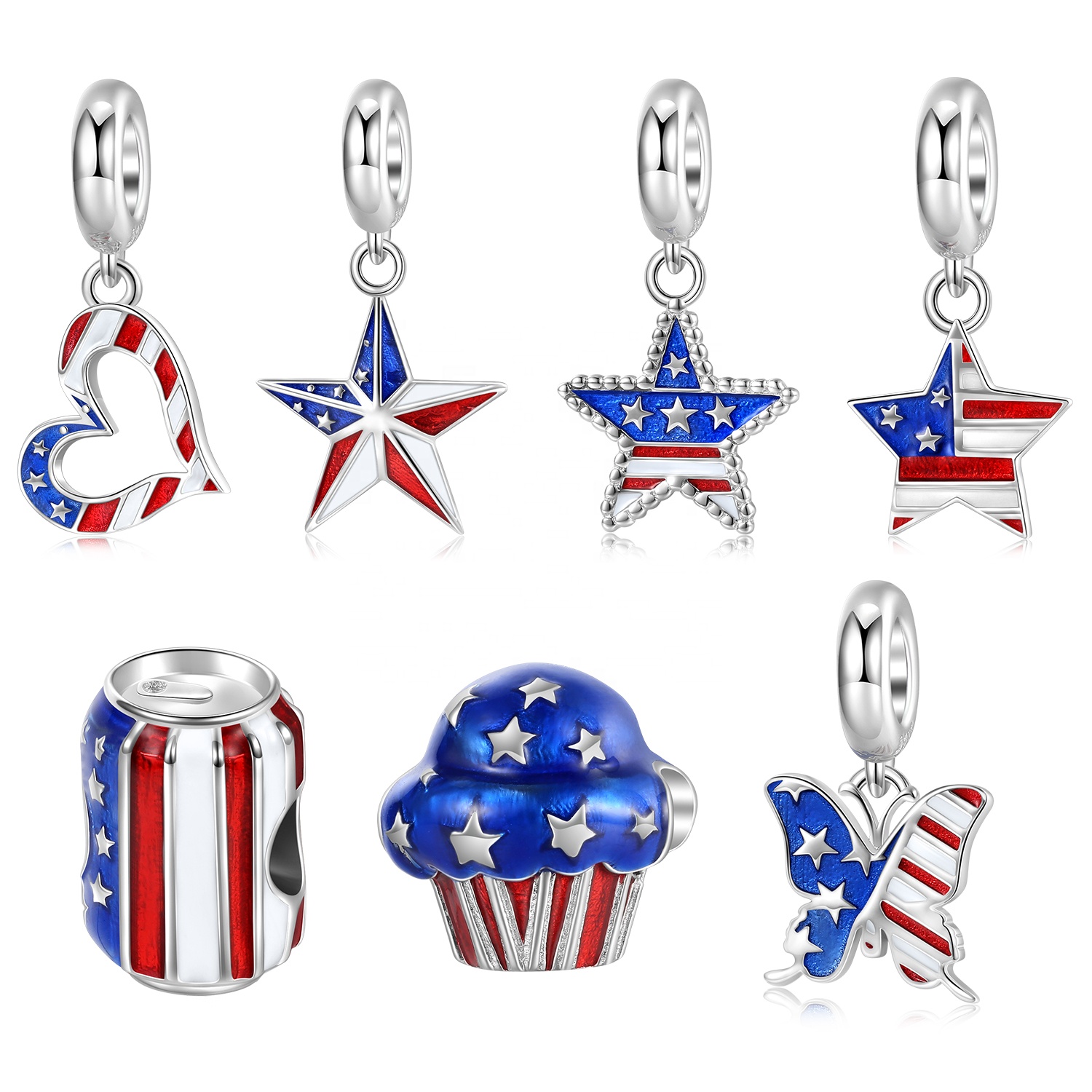 925 Sterling Silver American Pride Women Charm for Bracelets - Image 3