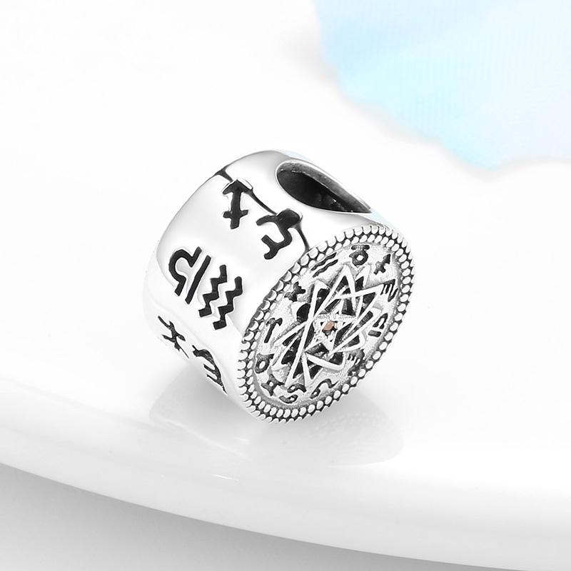 925 Sterling Silver 12 Stars Aquarius of Wisdom Enamel Blue Bead Charms for Bracelets - Image 5