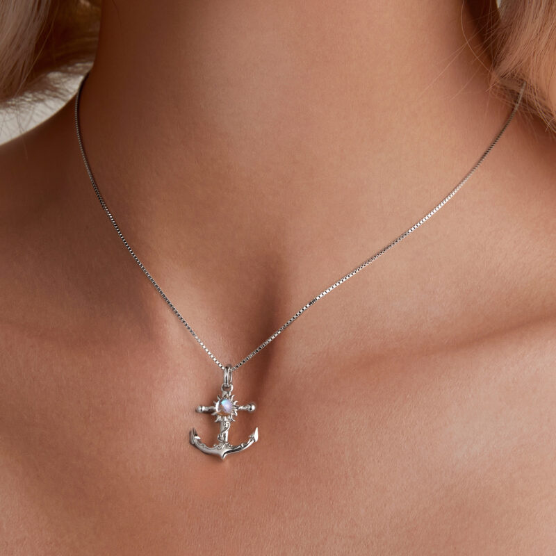 925 Sterling Silver Necklace Feather, Anchor, Dragonfly & Wings Moissanite - Image 5