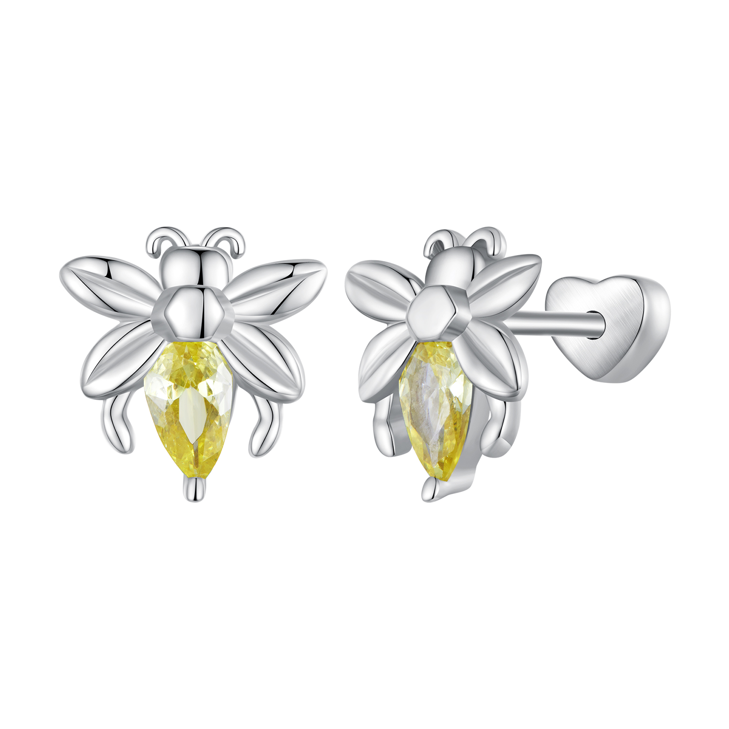 925 Sterling Silver Earrings Bee Stud Earrings Zircons Stud Earrings - Image 6