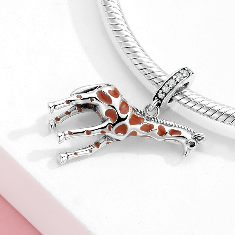925 Sterling Silver Elegant Flamingo Enamel pink with clear zircon fine Pendant Charms for Bracelets Jewelry. - Image 5