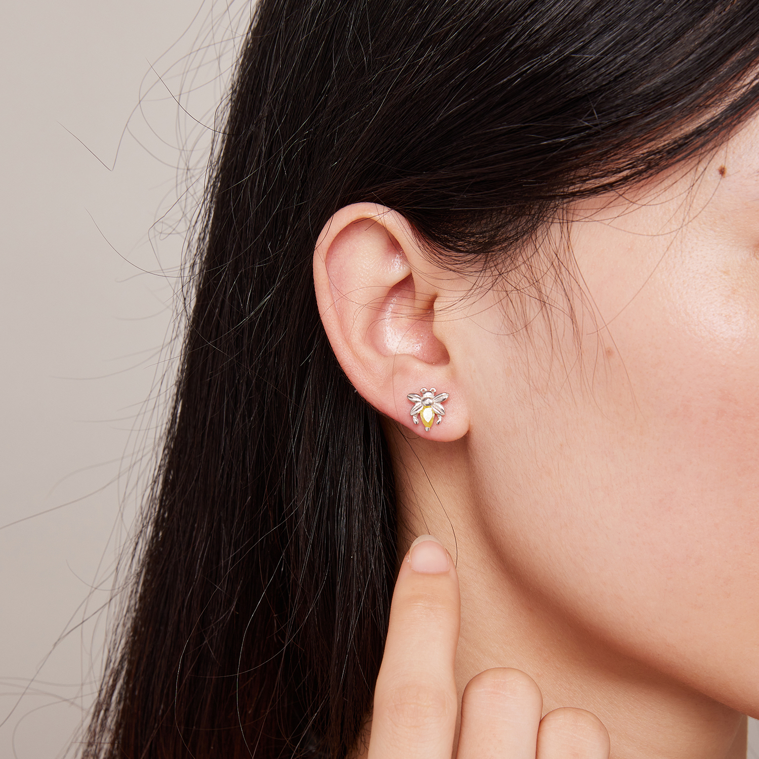 925 Sterling Silver Earrings Bee Stud Earrings Zircons Stud Earrings - Image 5