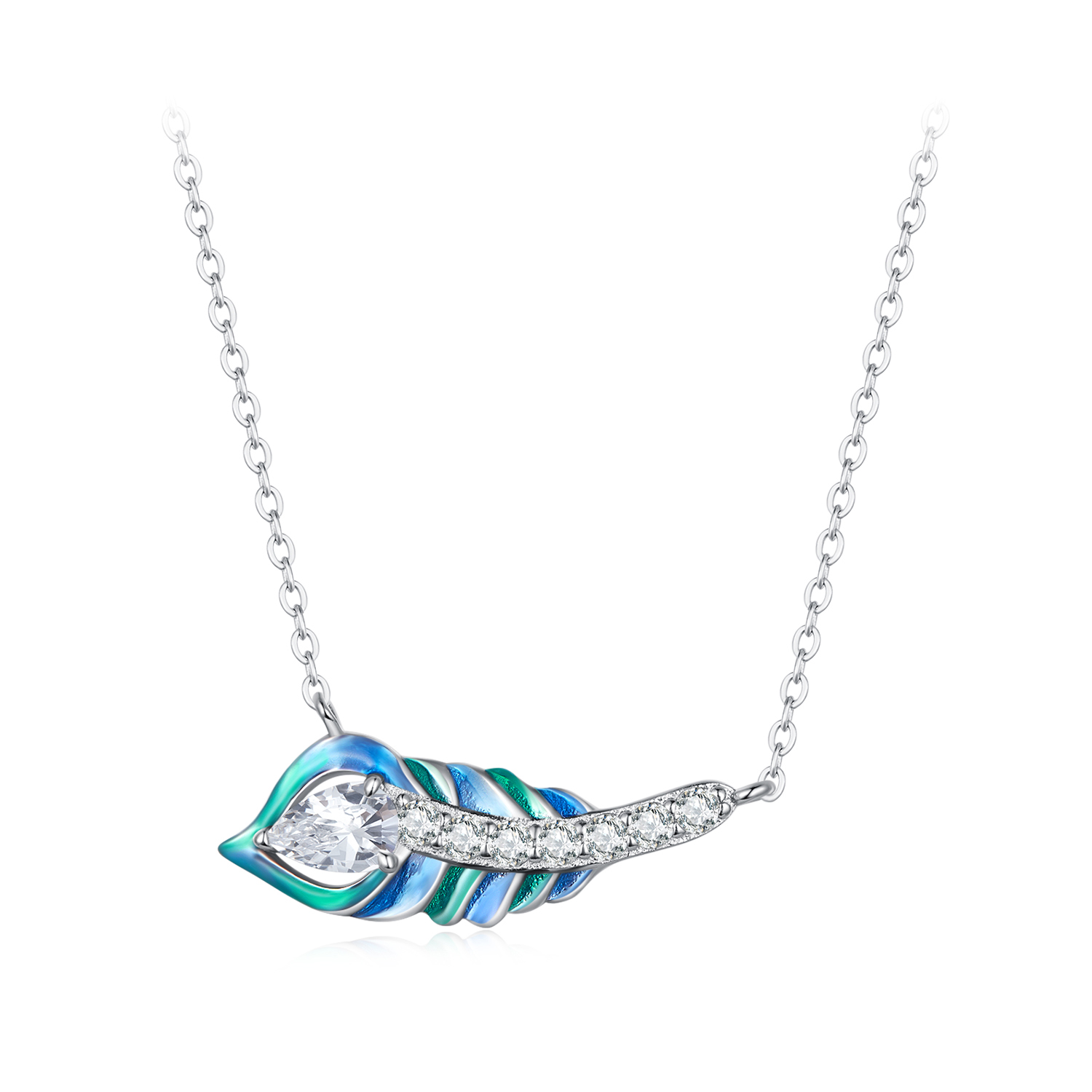925 Sterling Silver Necklace Feather, Anchor, Dragonfly & Wings Moissanite
