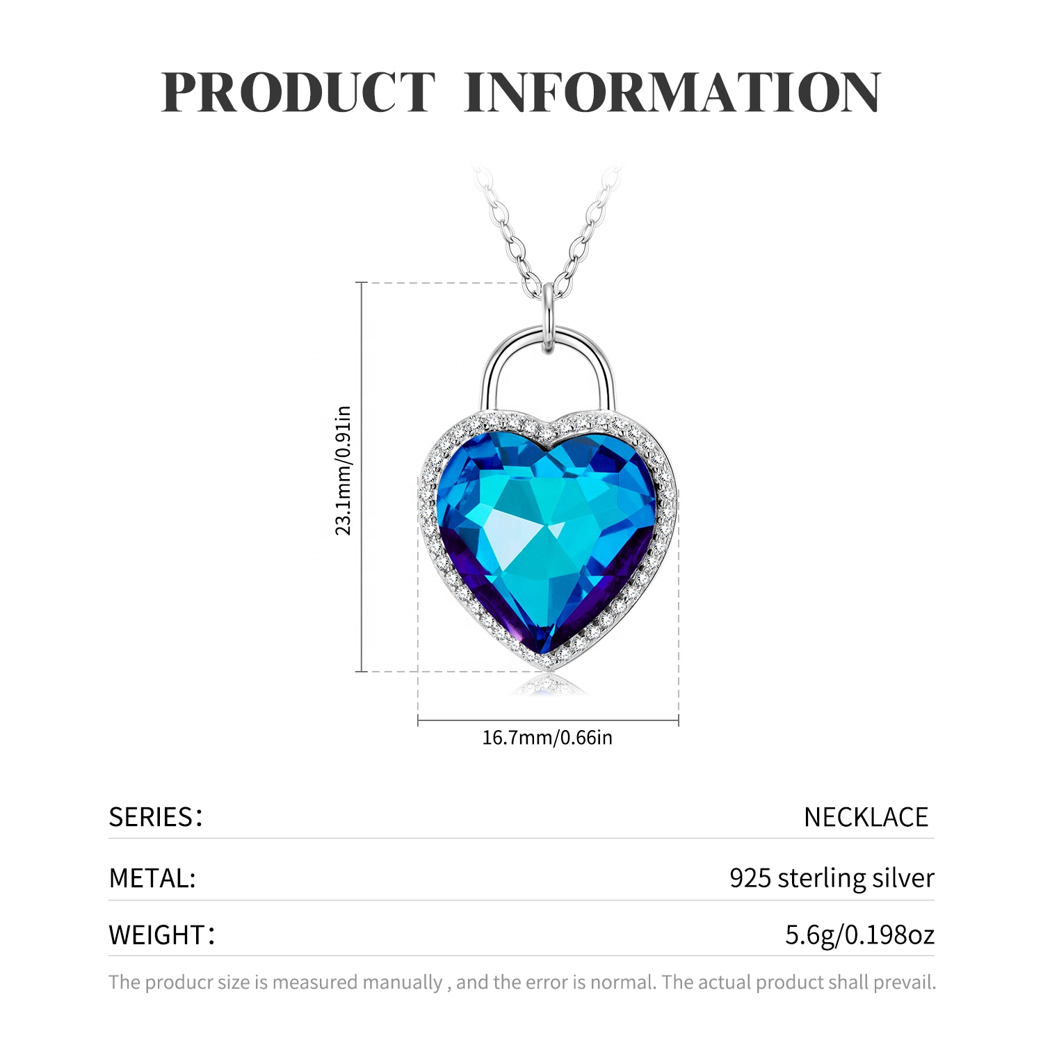 925 Sterling Silver Heart of the Ocean Necklace and Earring Set Women Jewelry with Sparkling Zircon for Lovers Anniversary - Image 2