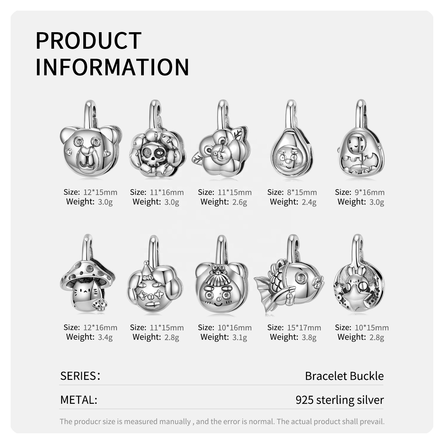 925 Sterling Silver Cute Bear Flower Lobster Clasp Authentic Charm Pendant Snake Chain Bracelet for Women - Image 3