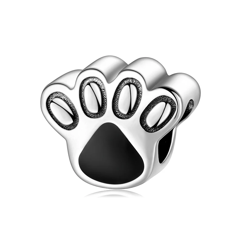 Black Dog Paw Print Charms for Bracelets
