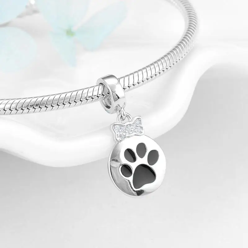 Black Dog Paw Print Charms for Bracelets - Image 5