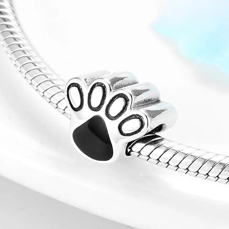 Black Dog Paw Print Charms for Bracelets - Image 4