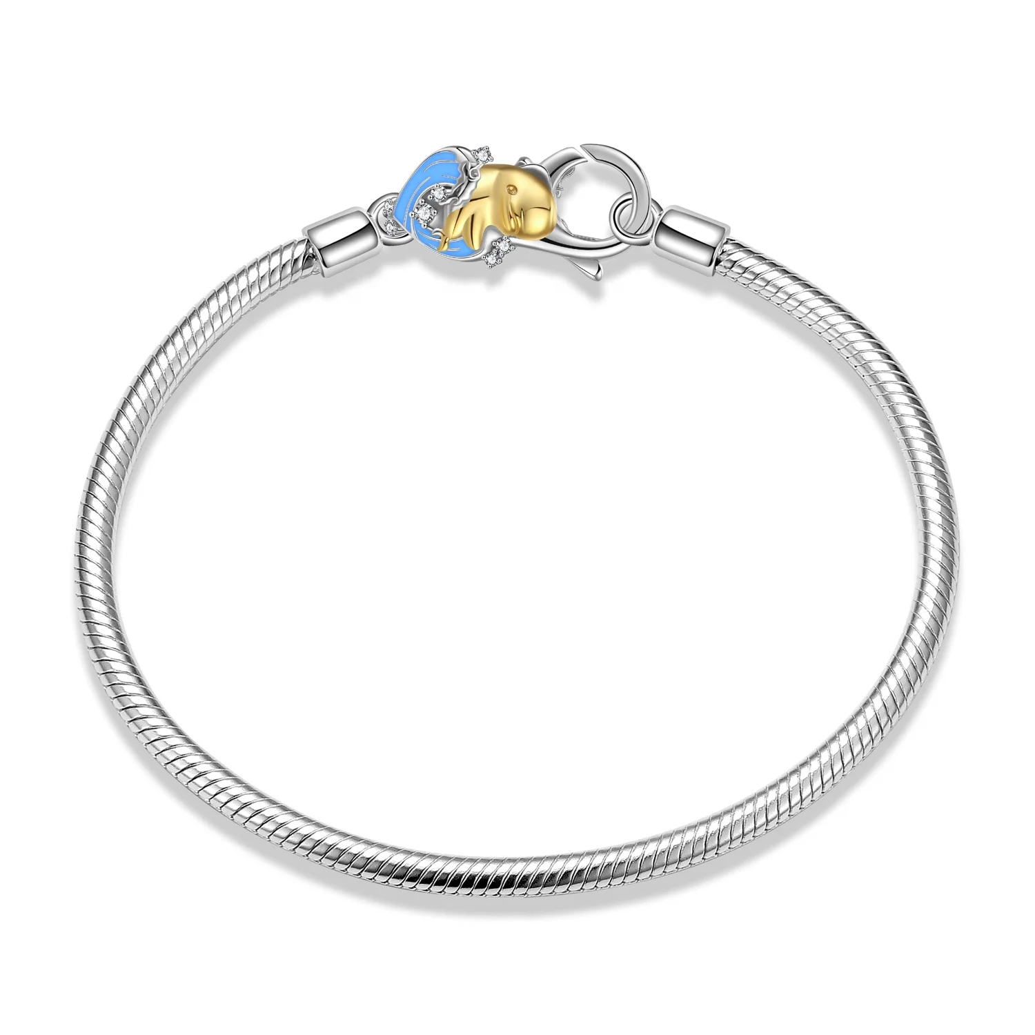 Cute Dolphin Lobster Clasp Bracelets Authentic 925 Sterling Silver Charm Pendant Snake Chain Bangle & Bracelet for Women Jewelry - Image 5