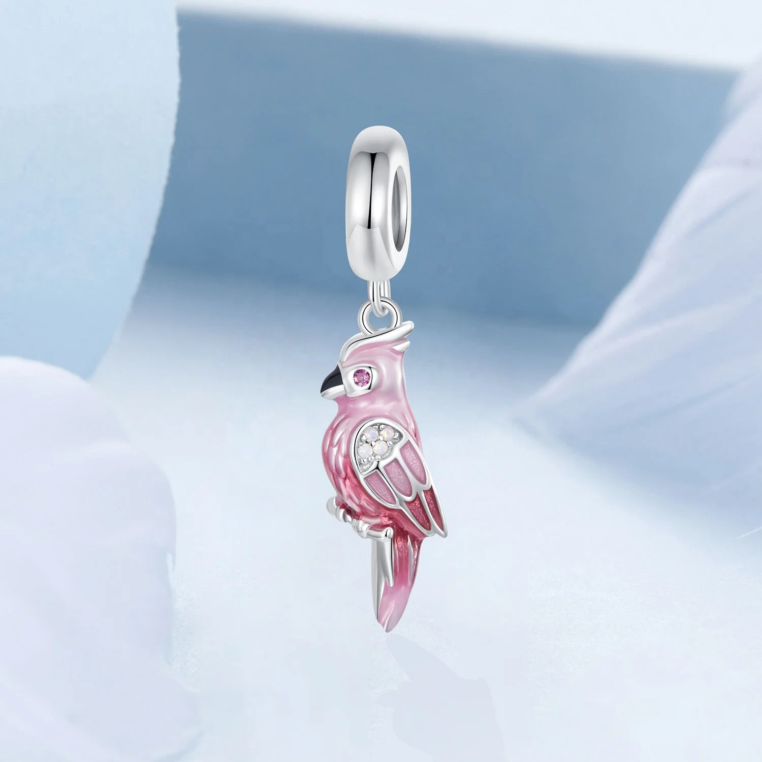 925 Sterling Silver Fashion Jewelry Sets Fine Enamel Zirconia Nano Opal Cute Pink Parrot - Image 4