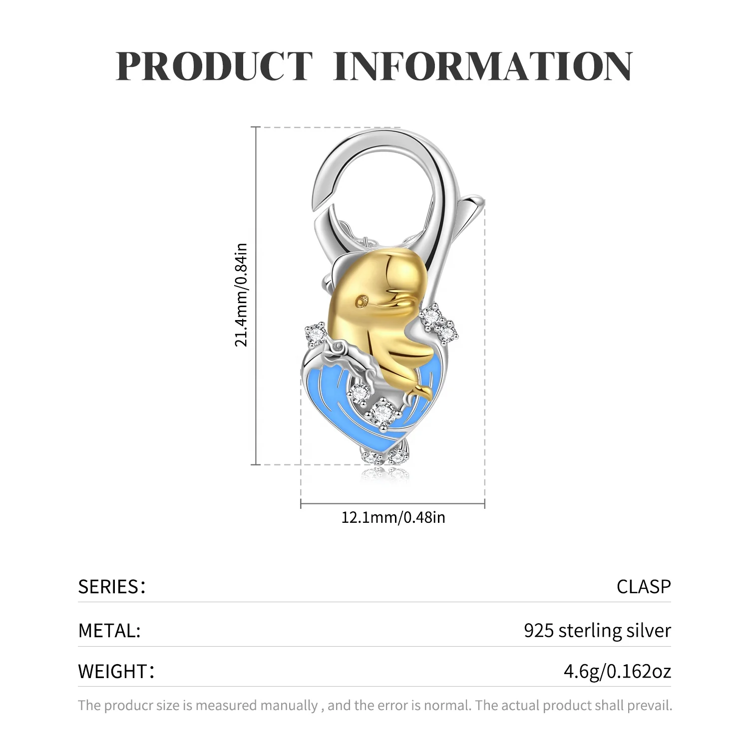 Cute Dolphin Lobster Clasp Bracelets Authentic 925 Sterling Silver Charm Pendant Snake Chain Bangle & Bracelet for Women Jewelry - Image 4