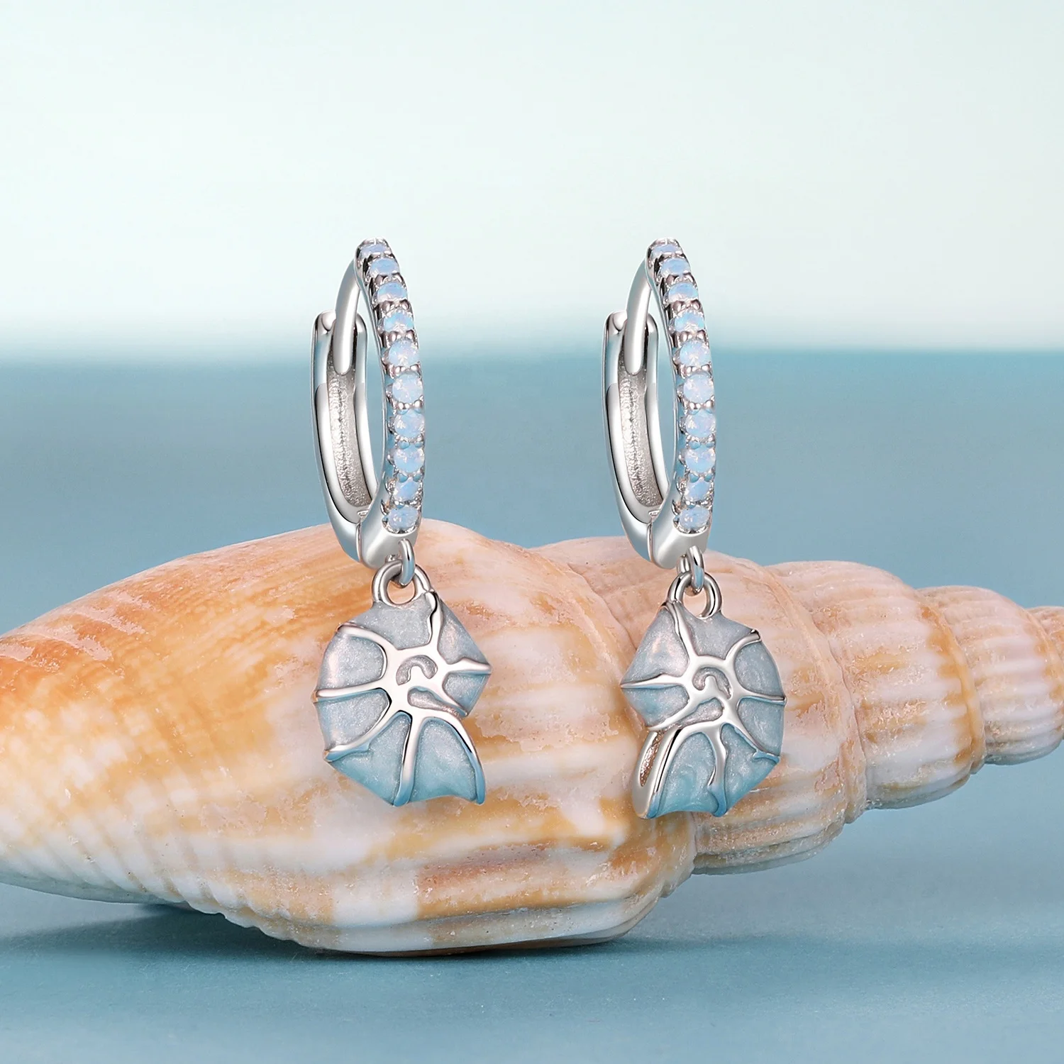 Fashion Sterling Silver Jewelry Sets Fine Jewelry Marine Blue Ocean Conch Shell Turtle Bracelet Necklace Ring Earrings Set - Image 3