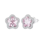 925 Sterling Silver Stud Earrings Pink Earrings Flower Earrings