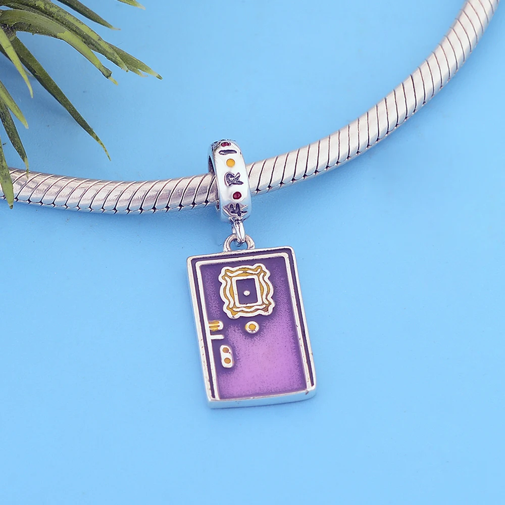 Charm Bracelet 925 Sterling Silver TV Show Friends Purple and Green Door Frame Pendant Charms for Jewelry Making - Image 5