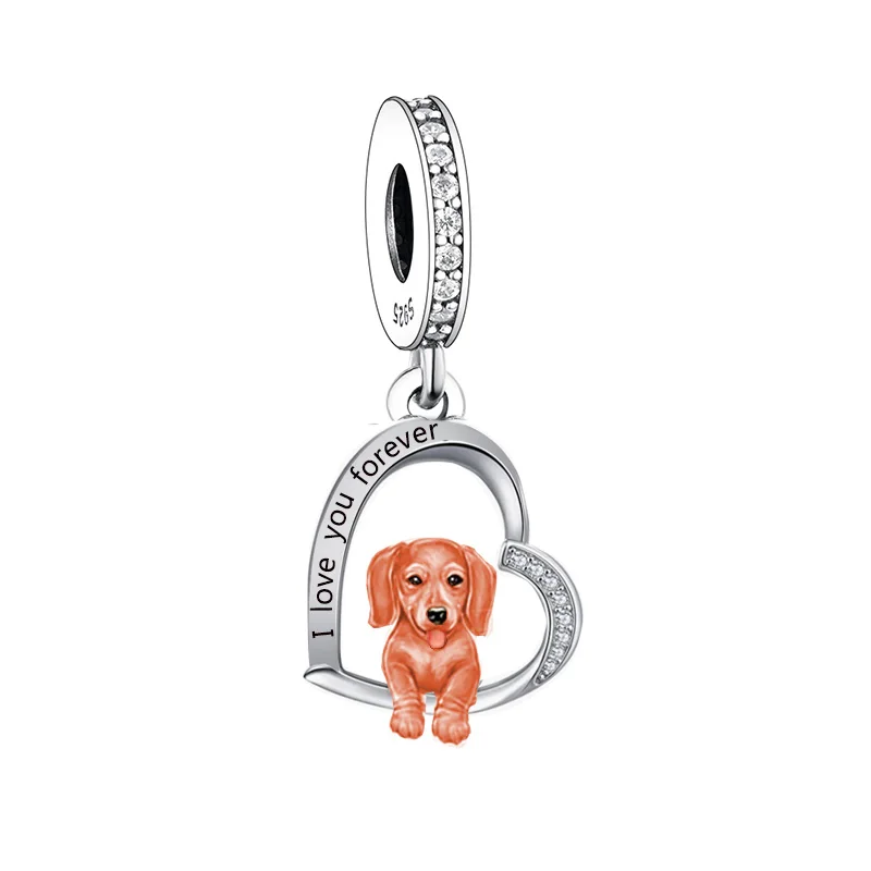 Charm Bracelet for Women Jewelry Making 925 Sterling Silver Beagle Dachshund Chihuahua Dog Bead Charm - Image 3