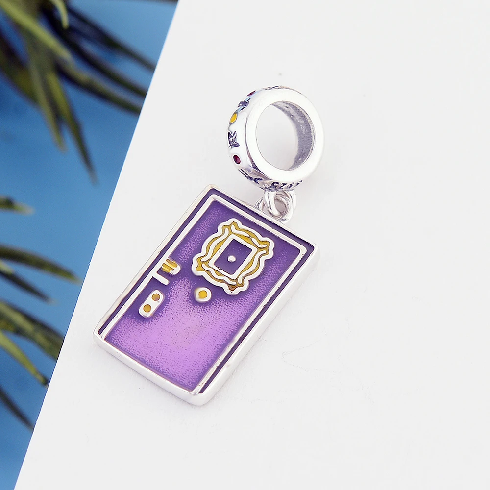 Charm Bracelet 925 Sterling Silver TV Show Friends Purple and Green Door Frame Pendant Charms for Jewelry Making - Image 2